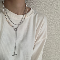 ーlong pearl ball  chain necklaceー　ロングネックレス　ボールチェーン　パールネックレス　 18枚目の画像