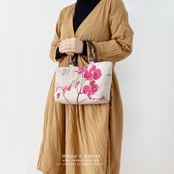 時尚法式亞麻紅花大號斯堪的納維亞天然嬌小皮革托特包春季手提包包母親節 第2張的照片