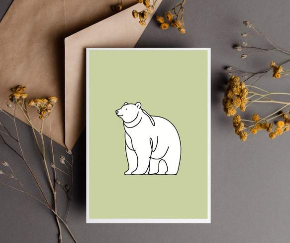 【ポストカード】熊のシンプル線画ポストカード 1枚目の画像