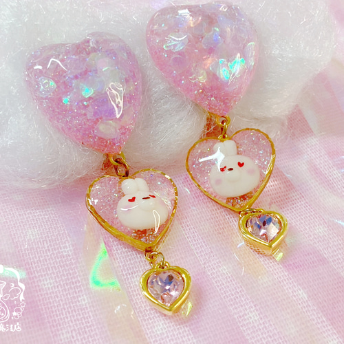 ゆらゆらメロメロ♡ハートイヤリング イヤリング・ノンホールピアス お 