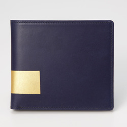 BYOBU　二つ折れ財布　藍色　～京都の金箔押し仕上げ～ 1枚目の画像