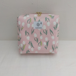 大きく開くスクエアポーチ（チューリップ） 化粧ポーチ サニタリー