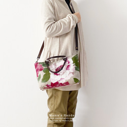 時尚 2way 法國亞麻花朵大號斯堪的納維亞天然嬌小皮革手提包手提包春季單肩包 第12張的照片