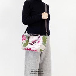 時尚 2way 法國亞麻花朵大號斯堪的納維亞天然嬌小皮革手提包手提包春季單肩包 第5張的照片