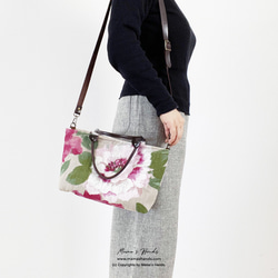 時尚 2way 法國亞麻花朵大號斯堪的納維亞天然嬌小皮革手提包手提包春季單肩包 第8張的照片