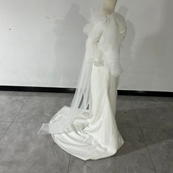 人気上昇！ウェディングドレス ホワイト キャミソール ショール パール 結婚式/前撮り 5枚目の画像