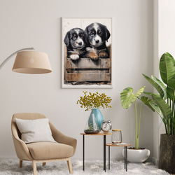 【FREEDOM - バーニーズマウンテン犬の子犬 No.2】アートポスター 犬の絵 犬の絵画 犬のイラスト 7枚目の画像