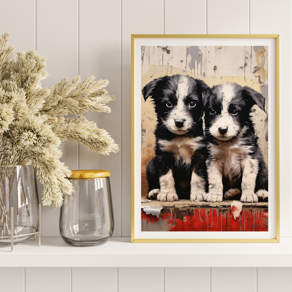 【FREEDOM - ボーダーコリー犬の子犬 No.1】アートポスター 犬の絵 犬の絵画 犬のイラスト 8枚目の画像