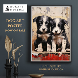 【FREEDOM - ボーダーコリー犬の子犬 No.1】アートポスター 犬の絵 犬の絵画 犬のイラスト 1枚目の画像