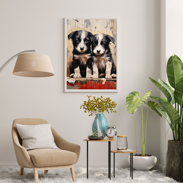 【FREEDOM - ボーダーコリー犬の子犬 No.1】アートポスター 犬の絵 犬の絵画 犬のイラスト 7枚目の画像