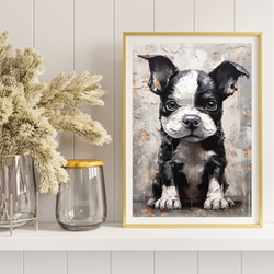 【FREEDOM - ボストンテリア犬の子犬 No.1】アートポスター 犬の絵 犬の絵画 犬のイラスト 8枚目の画像