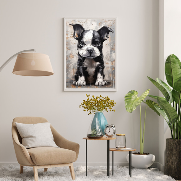 【FREEDOM - ボストンテリア犬の子犬 No.1】アートポスター 犬の絵 犬の絵画 犬のイラスト 7枚目の画像