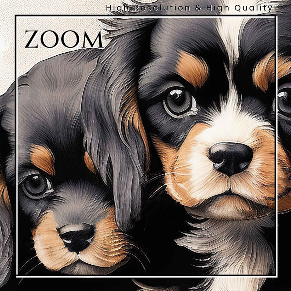 【FREEDOM - キングチャールズスパニエル犬の子犬 No.2】アートポスター 犬の絵 犬の絵画 犬のイラスト 3枚目の画像