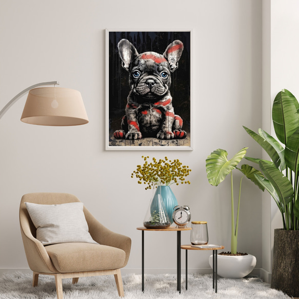 【FREEDOM - フレンチブルドッグ犬の子犬 No.1】アートポスター 犬の絵 犬の絵画 犬のイラスト 7枚目の画像