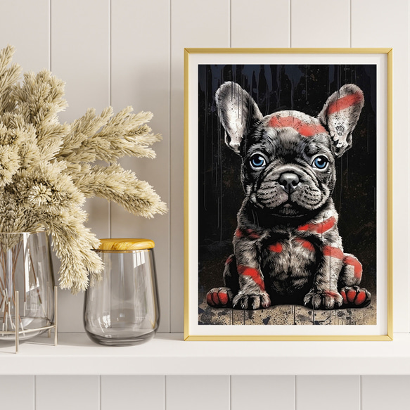 【FREEDOM - フレンチブルドッグ犬の子犬 No.1】アートポスター 犬の絵 犬の絵画 犬のイラスト 8枚目の画像