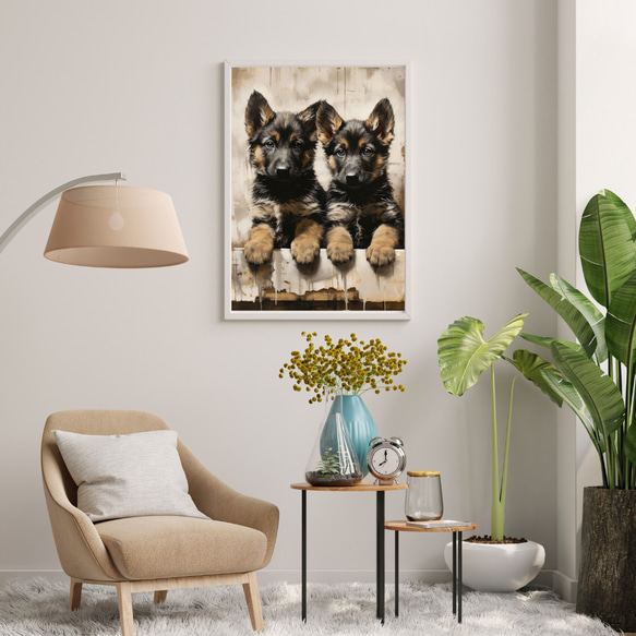 【FREEDOM - ジャーマンシェパード犬の子犬 No.2】アートポスター 犬の絵 犬の絵画 犬のイラスト 7枚目の画像