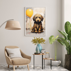 【FREEDOM - ゴールデンドゥードル犬の子犬 No.1】アートポスター 犬の絵 犬の絵画 犬のイラスト 7枚目の画像