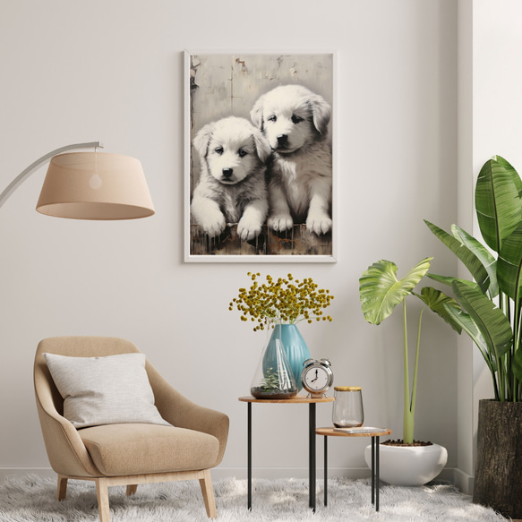 【FREEDOM - グレートピレニーズ犬の子犬 No.1】アートポスター 犬の絵 犬の絵画 犬のイラスト 7枚目の画像