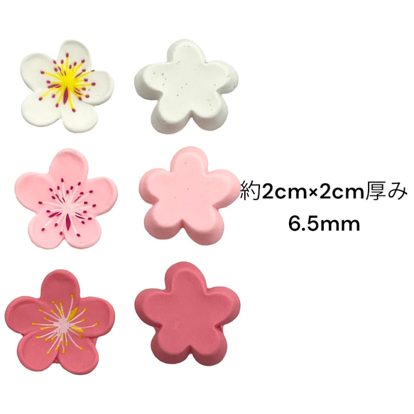 アクリルパーツ デコ 桜 花 春 カラフル 同色2個 ハンドメイド 手芸 材料 資材 pt-2349b 5枚目の画像