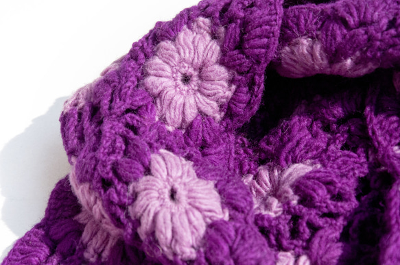 手作りのかぎ針編みウールスカーフ、花かぎ針編みシルクスカーフ、かぎ針編みスカーフ、手織りシルクスカーフ - ブルーミングメリノ 8枚目の画像