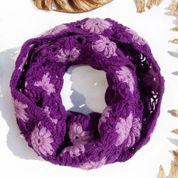 手作りのかぎ針編みウールスカーフ、花かぎ針編みシルクスカーフ、かぎ針編みスカーフ、手織りシルクスカーフ - ブルーミングメリノ 13枚目の画像