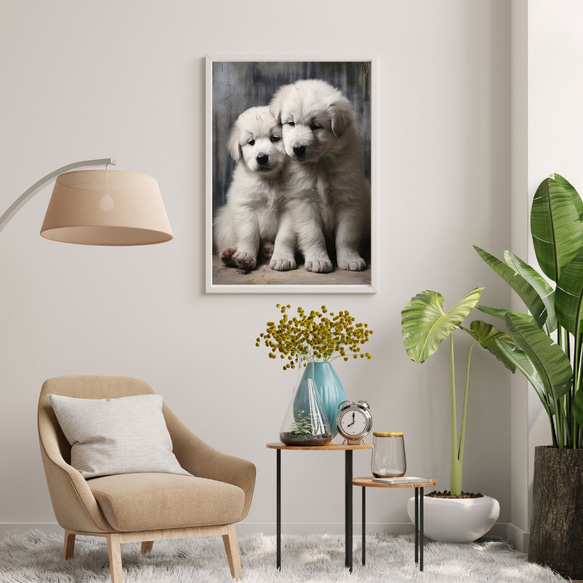 【FREEDOM - グレートピレニーズ犬の子犬 No.2】アートポスター 犬の絵 犬の絵画 犬のイラスト 7枚目の画像
