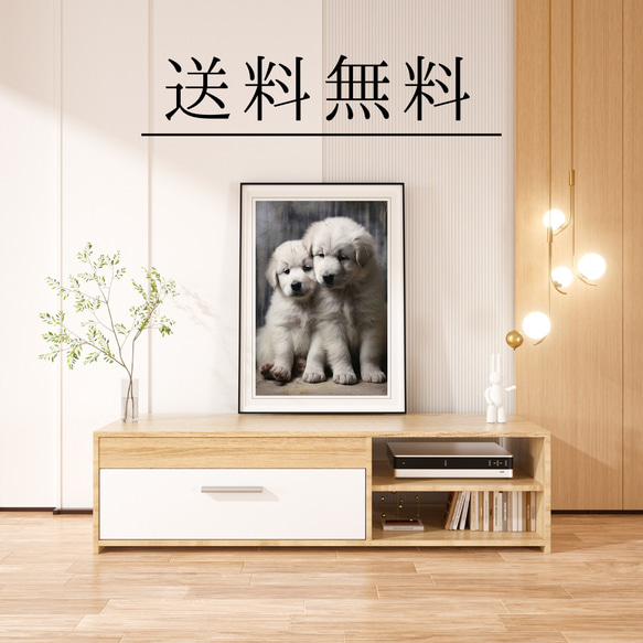 【FREEDOM - グレートピレニーズ犬の子犬 No.2】アートポスター 犬の絵 犬の絵画 犬のイラスト 4枚目の画像