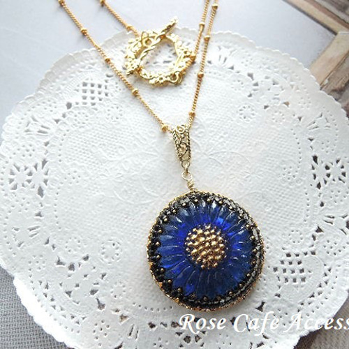 442）2WAYペンダント素敵なチェコガラスボタンフラワーシリーズ