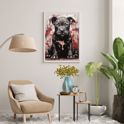 【FREEDOM - ピットブル犬の子犬 No.1】アートポスター 犬の絵 犬の絵画 犬のイラスト 7枚目の画像
