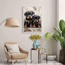 【FREEDOM - ロットワイラー犬の子犬 No.1】アートポスター 犬の絵 犬の絵画 犬のイラスト 7枚目の画像