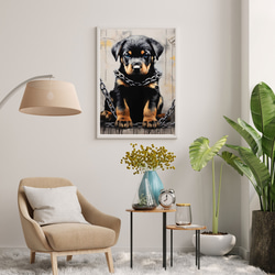 【FREEDOM - ロットワイラー犬の子犬 No.3】アートポスター 犬の絵 犬の絵画 犬のイラスト 7枚目の画像