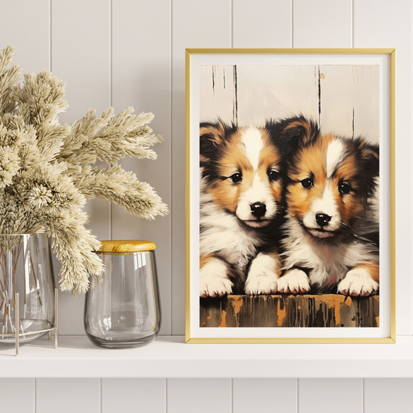 【FREEDOM - ラフコリー犬の子犬 No.1】アートポスター 犬の絵 犬の絵画 犬のイラスト 8枚目の画像