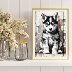 【FREEDOM - シベリアンハスキー犬の子犬 No.1】アートポスター 犬の絵 犬の絵画 犬のイラスト 8枚目の画像