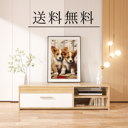 【FREEDOM - ウェルシュコーギー犬の子犬 No.1】アートポスター 犬の絵 犬の絵画 犬のイラスト 4枚目の画像