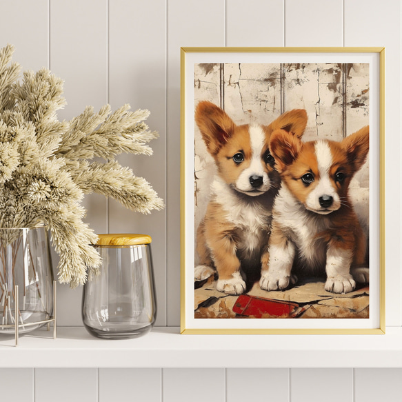 【FREEDOM - ウェルシュコーギー犬の子犬 No.1】アートポスター 犬の絵 犬の絵画 犬のイラスト 8枚目の画像