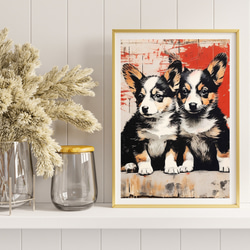 【FREEDOM - ウェルシュコーギー犬の子犬 No.2】アートポスター 犬の絵 犬の絵画 犬のイラスト 8枚目の画像