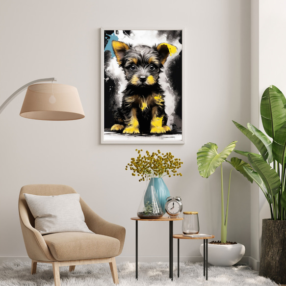 【FREEDOM - ヨークシャーテリア犬の子犬 No.1】アートポスター 犬の絵 犬の絵画 犬のイラスト 7枚目の画像