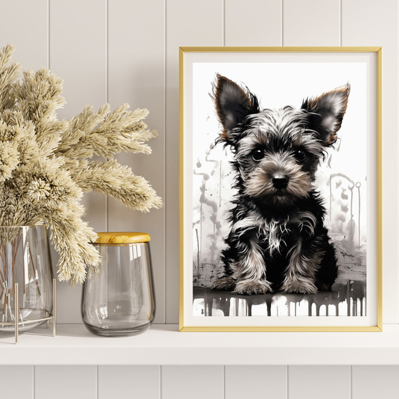 【FREEDOM - ヨークシャーテリア犬の子犬 No.2】アートポスター 犬の絵 犬の絵画 犬のイラスト 8枚目の画像
