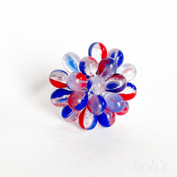 glass beads ring*mix clear blue red 2枚目の画像