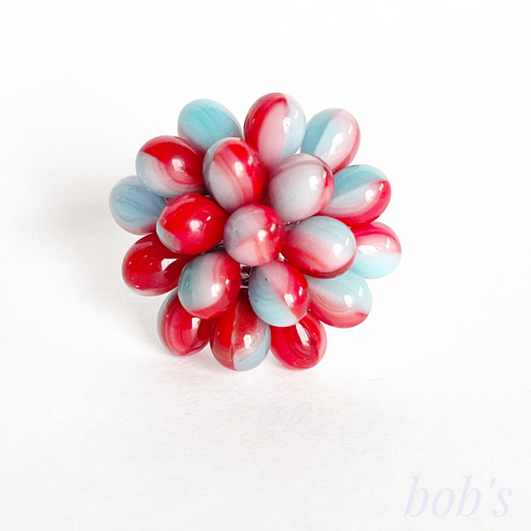 glass beads ring*mix led turquoise 1枚目の画像