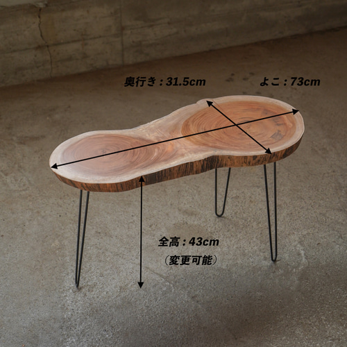 欅サイドテーブル、コーヒーテーブル、観葉植物スタンド一枚板銘木　鉄家具 欅サイドテーブル、コーヒーテーブル、観葉植物スタンド一枚板