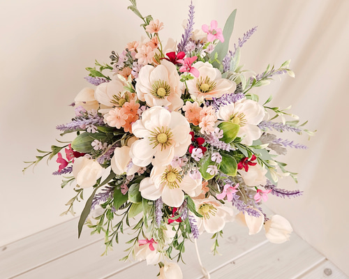 ウェディングブーケ（ブートニア付き）B-163 ブーケ himejyon 通販