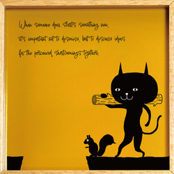 【額付き】 北欧　ネコ　猫　絵　絵画　アート　ポスター　黒猫　イラスト　グッズ　猫モチーフ　雑貨「ねこのひげ　0055」 6枚目の画像