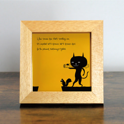 【額付き】 北欧　ネコ　猫　絵　絵画　アート　ポスター　黒猫　イラスト　グッズ　猫モチーフ　雑貨「ねこのひげ　0055」 1枚目の画像