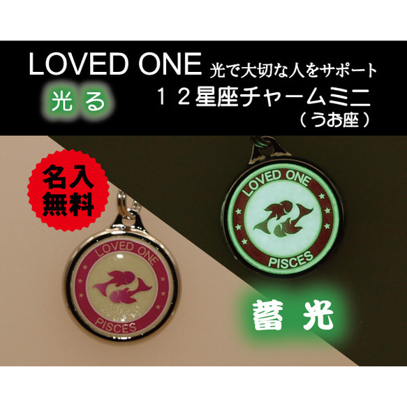 蓄光 12 星座 チャーム ミニ うお座 両面 キーホルダー 安全