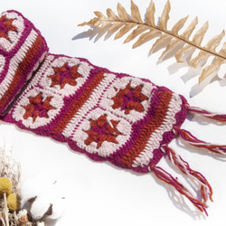 手作りのかぎ針編みウールスカーフ、花かぎ針編みシルクスカーフ、かぎ針編みスカーフ、手織りシルクスカーフ - ブルーミングメリノ 16枚目の画像