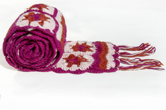 手作りのかぎ針編みウールスカーフ、花かぎ針編みシルクスカーフ、かぎ針編みスカーフ、手織りシルクスカーフ - ブルーミングメリノ 17枚目の画像