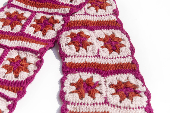 手作りのかぎ針編みウールスカーフ、花かぎ針編みシルクスカーフ、かぎ針編みスカーフ、手織りシルクスカーフ - ブルーミングメリノ 3枚目の画像