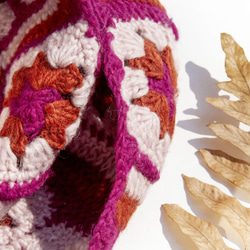 手作りのかぎ針編みウールスカーフ、花かぎ針編みシルクスカーフ、かぎ針編みスカーフ、手織りシルクスカーフ - ブルーミングメリノ 15枚目の画像