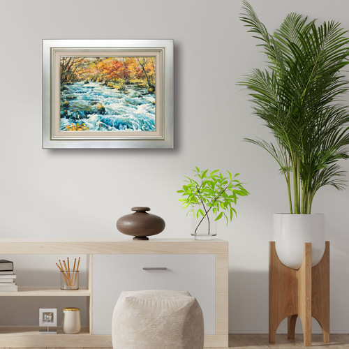 紅葉舞う奥入瀬】油絵原画 F6サイズ 一点物 豪華プレゼント付き